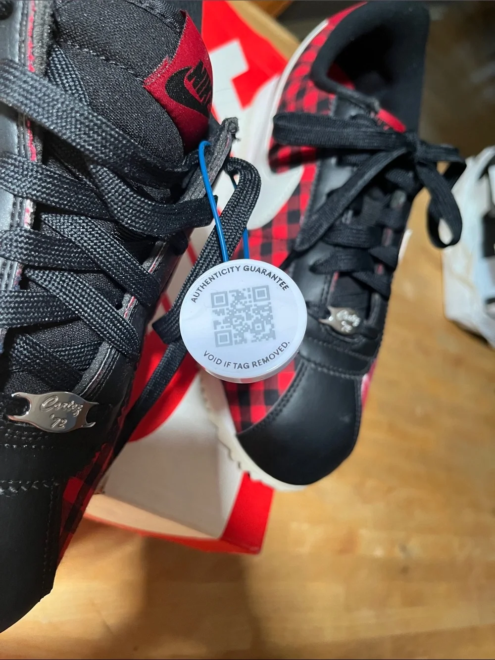 Nike Cortez Black & Red Plaid Low-Top Sneakers